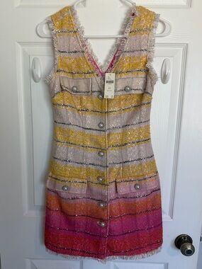 NWT Anthropologie Maeve Tweed Pearl Button Mini Dress